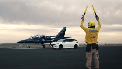 Watch Nissan Leaf Challenge Jet Aircraft In Close Drag Race