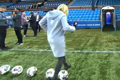 Watch as Scottish TV presenter Emma Dodds shows off her football skills
