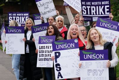Hundreds of striking school support staff attend rally calling for fair pay