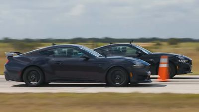 Watch 2024 Ford Mustang Dark Horse Drag Race GT In Family Showdown