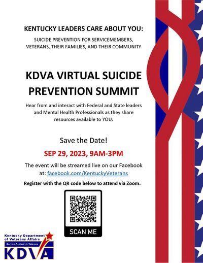 KY Department of Veterans Affairs to host online suicide prevention program Friday