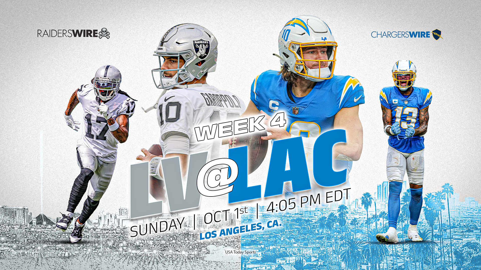 Chargers vs. Raiders TV schedule: Start time, TV channel, live stream, odds  for Week 4 - Bolts From The Blue