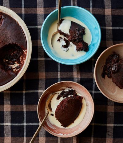 Ravneet Gill’s recipe for chocolate fudge cake with custard