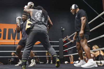 Photos: Francis Ngannou’s open workout with Mike Tyson before Tyson Fury fight