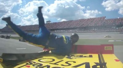 Zane Smith’s pit crew gave viewers an unexpected shock during Saturday’s NASCAR Truck Series playoffs race at Talladega.