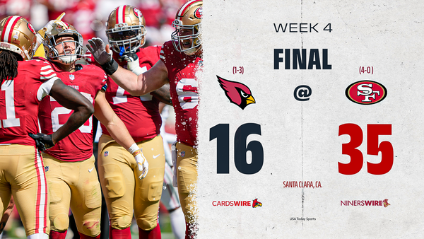 McCaffrey scores 4 TDs to lead the 49ers past the Cardinals 35-16