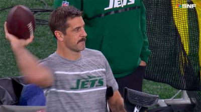 Aaron Rodgers Couldn't Stop Himself From Throwing a Pass Before Chiefs-Jets