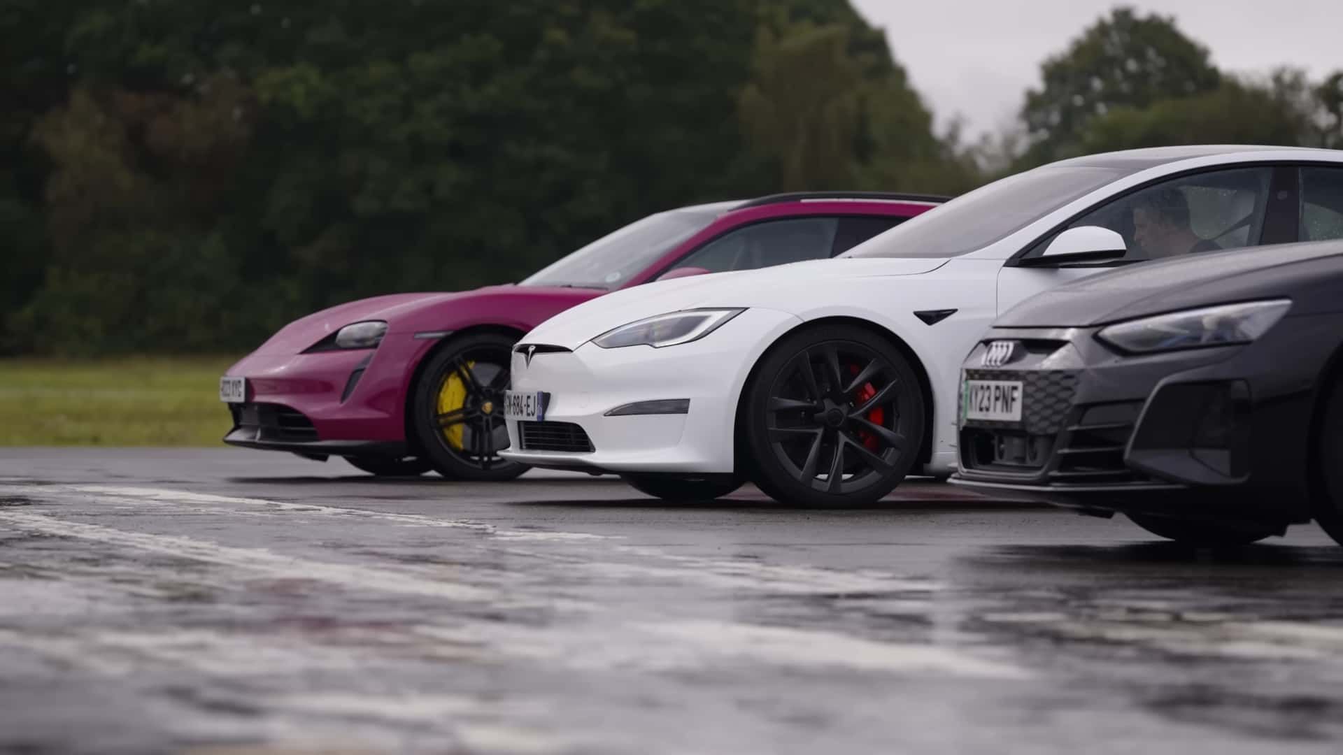 See Tesla Model S Plaid Track Pack Take On Taycan…