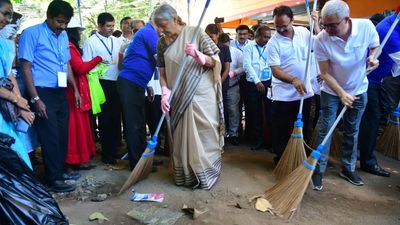 Union Finance Minister Nirmala Sitharaman kickstarts Coimbatore visit with cleanliness drive
