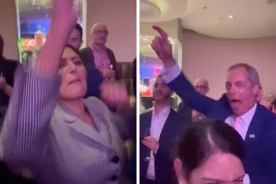 'I've just vommed': Nigel Farage and Priti Patel dance and sing at Tory conference
