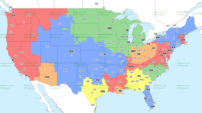 If you’re in the blue, you’ll get Giants vs. Dolphins on TV