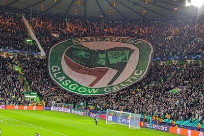 Celtic fans unveil 'antifascist' X-rated banner ahead of Lazio clash