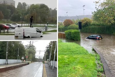 Shocking pictures as flooding causes travel chaos across Scotland