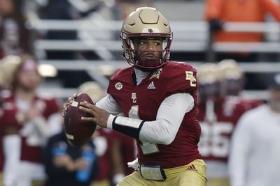 Boston College QB Thomas Castellanos ran into a referee and got absolutely flattened