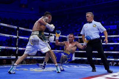 Leigh Wood stops Josh Warrington in seventh round to retain featherweight crown