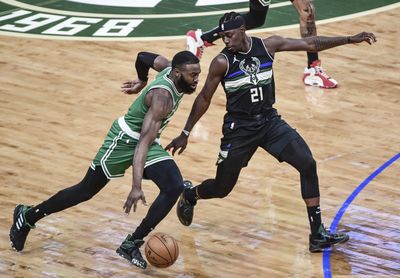 Jrue Holiday and Jaylen Brown are going hard in Boston’s training camp practices