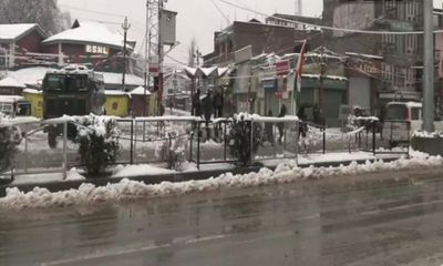 Capital of Jammu and Kashmir, Srinagar covered in snow Skating ring turf setup in Srinagar for budding players