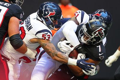 WATCH: Texans DT Khalil Davis forces Falcons RB Bijan Robinson fumble