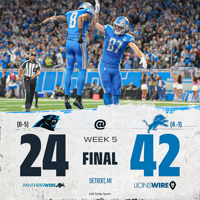 Lions roar to a big early lead, cruise to a Week 5 win over the Panthers