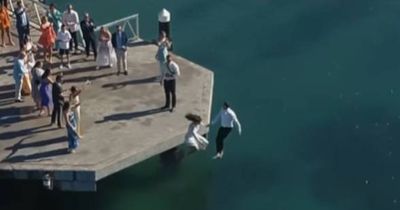 Sealed with a swim: star NRL couple marry in Port Stephens