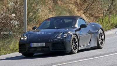 Porsche Boxster EV Seen With Production Lights For The First Time