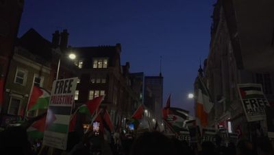 Hundreds of pro-Palestine demonstrators surround Israeli embassy in London