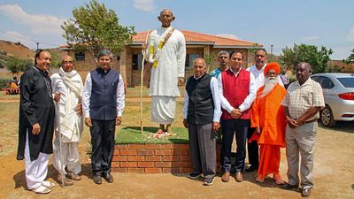Eight-foot statue of Mahatma Gandhi unveiled in Johannesburg's Tolstoy Farm
