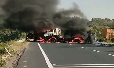 Driver killed, helper injured after tanker overturns in Madhya Pradesh's Narsinghpur