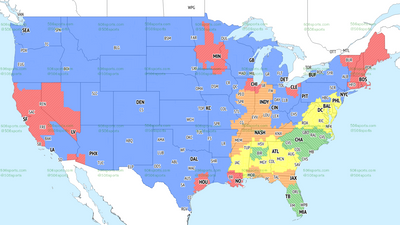 TV broadcast maps for Week 6 of NFL action