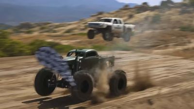 Chevy Silverado Prerunner Vs Monster Truck Is A Wild Off-Road Drag Race