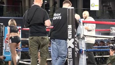 Carnage at KSI vs Tommy Fury public workout as fighter spits at John Fury, who squares up to Logan Paul’s dad