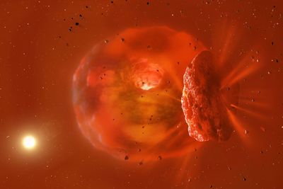 Astronomers see post-planetary collision
