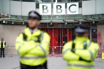 BBC headquarters in London sprayed with red paint