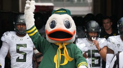 Oregon Ducks Mascot Shoots His Shot With Pop Star Dua Lipa