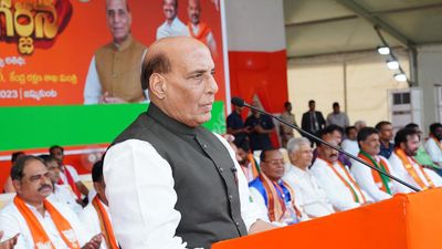 BRS is running Telangana like a private limited company, says Rajnath Singh