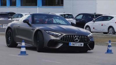 Watch Mercedes-AMG SL 63 Hit Some Cones In The Moose Test