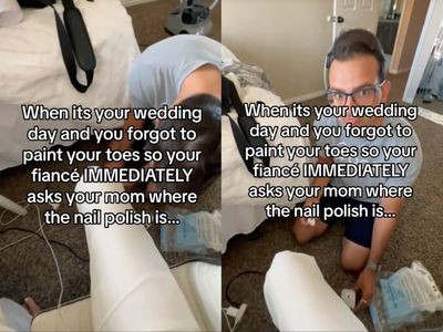 Groom expertly handles his bride’s beauty emergency on their wedding day