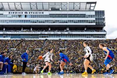 10 incredible photos from Iowa’s record-setting outdoor women’s basketball game at Kinnick Stadium