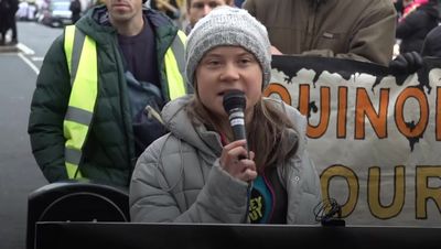 Greta Thunberg attends London protest against ‘Oscars of Oil’