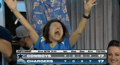 This Fired Up Chargers Fan Became a Meme During Her Team’s Loss to the Cowboys on MNF