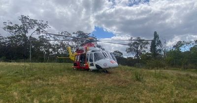 Woman flown to hospital with leg, chest injuries after crash