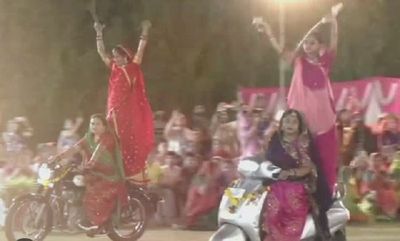 Navratri Celebration: Women perform 'Garba' on two-wheelers with swords in hand