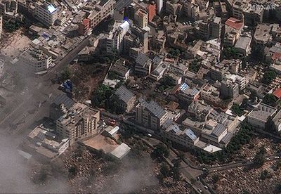 Satellite images show extent of damage caused by blast at Gaza hospital