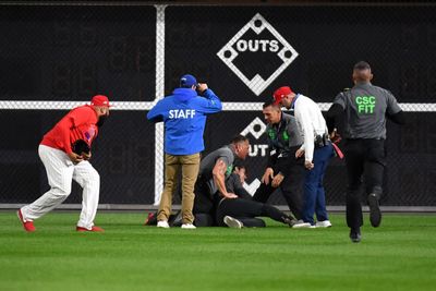 Phillies pitchers couldn’t contain themselves after security brutally tackled a fan on the field