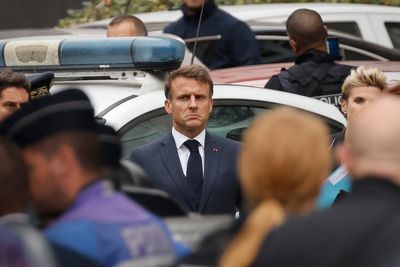 Watch: Macron and wife attend funeral of French teacher killed in high school knife attack