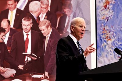 Biden visits war zone as GOP melts down