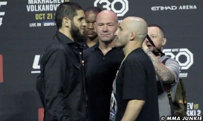 UFC 294 video: Islam Makhachev vs. Alexander Volkanovski 2 pre-fight press conference faceoff