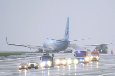 Plane skids off runway at Leeds Bradford Airport during Storm Babet