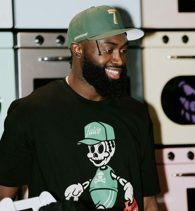 PHOTOS: Jaylen Brown mingles with fans as 7uice Brand and Johnny Cupcakes launch new collaboration
