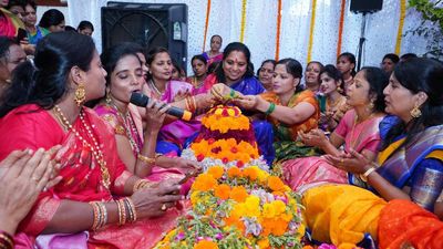 Kavitha participates in Bathukamma festival at Solapur